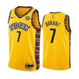 Men's Brooklyn Nets #7 Kevin Durant Gold City Edition 2020-2021 Honor Basquiat Stitched Basketball Jersey