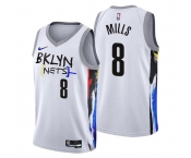 Men's Brooklyn Nets #8 Patty Mills 2022-23 White City Edition Stitched Basketball Jersey