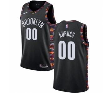 Men's Nike Brooklyn Nets #00 Rodions Kurucs Authentic Black NBA Jersey - 2018-19 City Edition