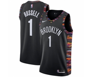 Men's Nike Brooklyn Nets #1 D'Angelo Russell Authentic Black NBA Jersey - 2018-19 City Edition