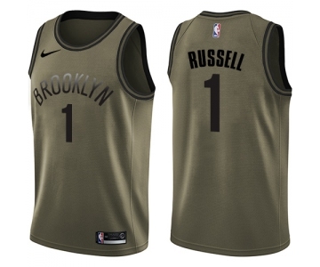 Men's Nike Brooklyn Nets #1 D'Angelo Russell Swingman Green Salute to Service NBA Jersey