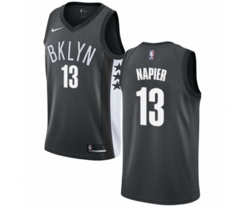 Men's Nike Brooklyn Nets #13 Shabazz Napier Authentic Gray NBA Jersey Statement Edition