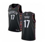 Men's Nike Brooklyn Nets #17 Ed Davis Authentic Black NBA Jersey - 2018-19 City Edition