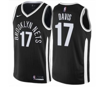 Men's Nike Brooklyn Nets #17 Ed Davis Authentic Black NBA Jersey - City Edition