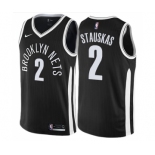 Men's Nike Brooklyn Nets #2 Nik Stauskas Authentic Black NBA Jersey - City Edition