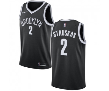 Men's Nike Brooklyn Nets #2 Nik Stauskas Swingman Black Road NBA Jersey - Icon Edition