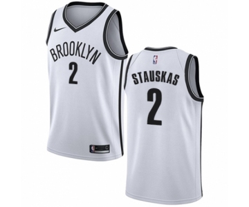 Men's Nike Brooklyn Nets #2 Nik Stauskas Swingman White NBA Jersey - Association Edition