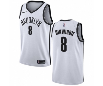 Men's Nike Brooklyn Nets #8 Spencer Dinwiddie Authentic White NBA Jersey - Association Edition