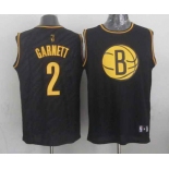 nba brooklyn nets #2 garnett black[gold lettering fashion]