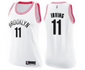 Women's Brooklyn Nets #11 Kyrie Irving Swingman White Pink Fashion Basketball Jersey