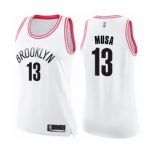 Women's Brooklyn Nets #13 Dzanan Musa Swingman White Pink Fashion Basketball Jersey