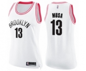 Women's Brooklyn Nets #13 Dzanan Musa Swingman White Pink Fashion Basketball Jersey