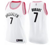 Women's Brooklyn Nets #7 Kevin Durant Swingman White Pink Fashion Basketball Jersey