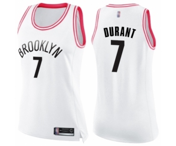 Women's Brooklyn Nets #7 Kevin Durant Swingman White Pink Fashion Basketball Jersey