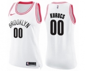 Women's Nike Brooklyn Nets #00 Rodions Kurucs Swingman White Pink Fashion NBA Jersey