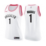 Women's Nike Brooklyn Nets #1 D'Angelo Russell Swingman White Pink Fashion NBA Jersey