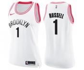 Women's Nike Brooklyn Nets #1 D'Angelo Russell Swingman White Pink Fashion NBA Jersey