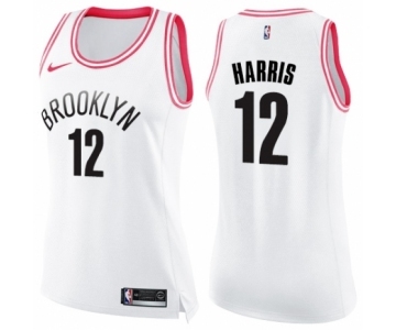 Women's Nike Brooklyn Nets #12 Joe Harris Swingman White Pink Fashion NBA Jersey