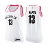 Women's Nike Brooklyn Nets #13 Shabazz Napier Swingman White Pink Fashion NBA Jersey