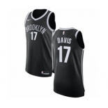 Women's Nike Brooklyn Nets #17 Ed Davis Authentic Black NBA Jersey - Icon Edition