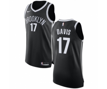 Women's Nike Brooklyn Nets #17 Ed Davis Authentic Black NBA Jersey - Icon Edition