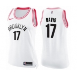 Women's Nike Brooklyn Nets #17 Ed Davis Swingman White Pink Fashion NBA Jersey