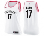 Women's Nike Brooklyn Nets #17 Ed Davis Swingman White Pink Fashion NBA Jersey