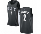 Women's Nike Brooklyn Nets #2 Nik Stauskas Authentic Gray NBA Jersey Statement Edition