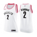 Women's Nike Brooklyn Nets #2 Nik Stauskas Swingman White Pink Fashion NBA Jersey