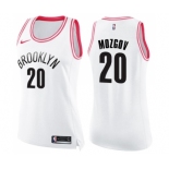 Women's Nike Brooklyn Nets #20 Timofey Mozgov Swingman White Pink Fashion NBA Jersey