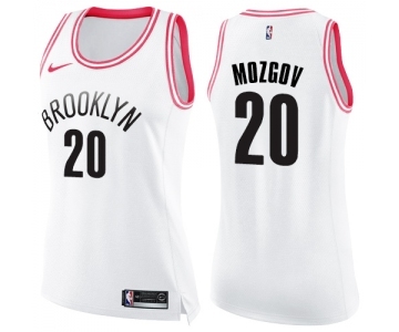 Women's Nike Brooklyn Nets #20 Timofey Mozgov Swingman White Pink Fashion NBA Jersey