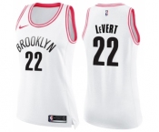 Women's Nike Brooklyn Nets #22 Caris LeVert Swingman White Pink Fashion NBA Jersey