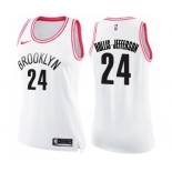 Women's Nike Brooklyn Nets #24 Rondae Hollis-Jefferson Swingman White Pink Fashion NBA Jersey