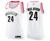 Women's Nike Brooklyn Nets #24 Rondae Hollis-Jefferson Swingman White Pink Fashion NBA Jersey