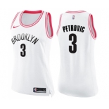 Women's Nike Brooklyn Nets #3 Drazen Petrovic Swingman White Pink Fashion NBA Jersey