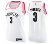 Women's Nike Brooklyn Nets #3 Drazen Petrovic Swingman White Pink Fashion NBA Jersey