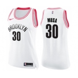 Women's Nike Brooklyn Nets #30 Dzanan Musa Swingman White Pink Fashion NBA Jersey