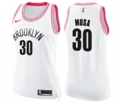 Women's Nike Brooklyn Nets #30 Dzanan Musa Swingman White Pink Fashion NBA Jersey