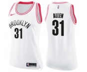 Women's Nike Brooklyn Nets #31 Jarrett Allen Swingman White Pink Fashion NBA Jersey