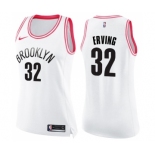 Women's Nike Brooklyn Nets #32 Julius Erving Swingman White Pink Fashion NBA Jersey