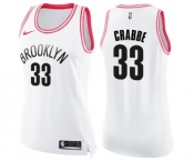 Women's Nike Brooklyn Nets #33 Allen Crabbe Swingman White Pink Fashion NBA Jersey