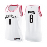 Women's Nike Brooklyn Nets #6 Jared Dudley Swingman White Pink Fashion NBA Jersey