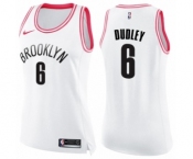 Women's Nike Brooklyn Nets #6 Jared Dudley Swingman White Pink Fashion NBA Jersey