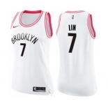 Women's Nike Brooklyn Nets #7 Jeremy Lin Swingman White Pink Fashion NBA Jersey