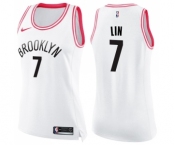 Women's Nike Brooklyn Nets #7 Jeremy Lin Swingman White Pink Fashion NBA Jersey