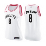 Women's Nike Brooklyn Nets #8 Spencer Dinwiddie Swingman White Pink Fashion NBA Jersey