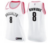 Women's Nike Brooklyn Nets #8 Spencer Dinwiddie Swingman White Pink Fashion NBA Jersey