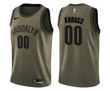 Youth Nike Brooklyn Nets #00 Rodions Kurucs Swingman Green Salute to Service NBA Jersey