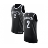 Youth Nike Brooklyn Nets #2 Nik Stauskas Authentic Black Road NBA Jersey - Icon Edition