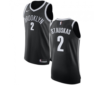 Youth Nike Brooklyn Nets #2 Nik Stauskas Authentic Black Road NBA Jersey - Icon Edition